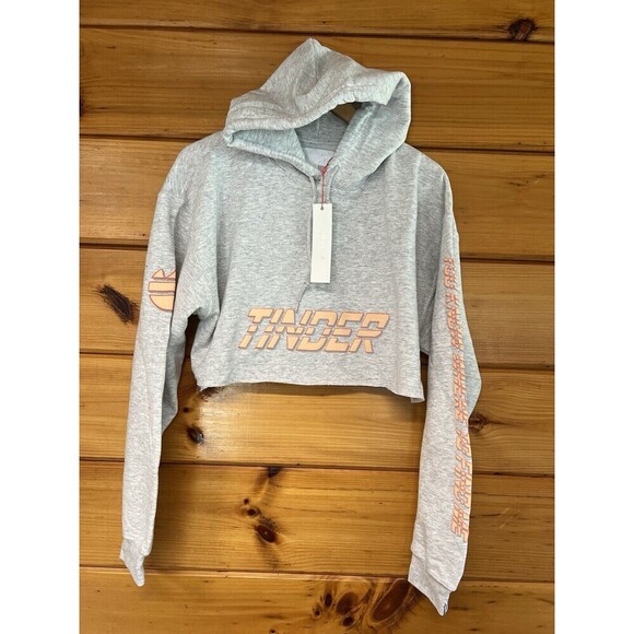Tinder Made Women Crop Hoodie M Swipe Right - Picture 1 of 5